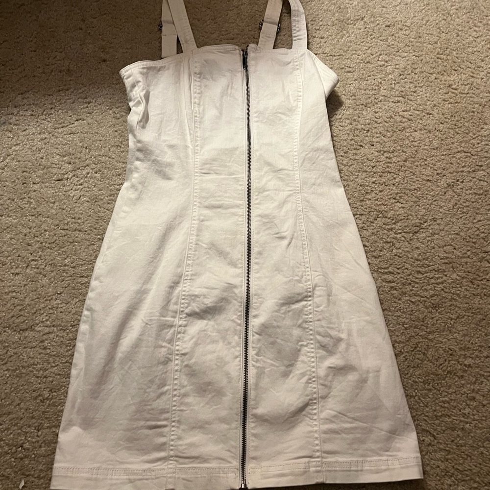 White Zip Up Dress Tank Top
